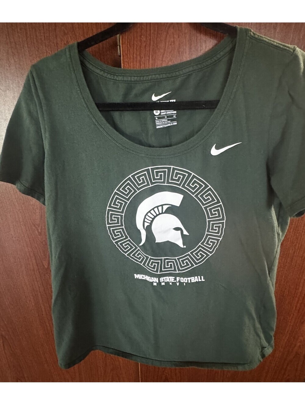 Nike Michigan State Spartans Football Women’s XL Green Graphic T-Shirt MSU